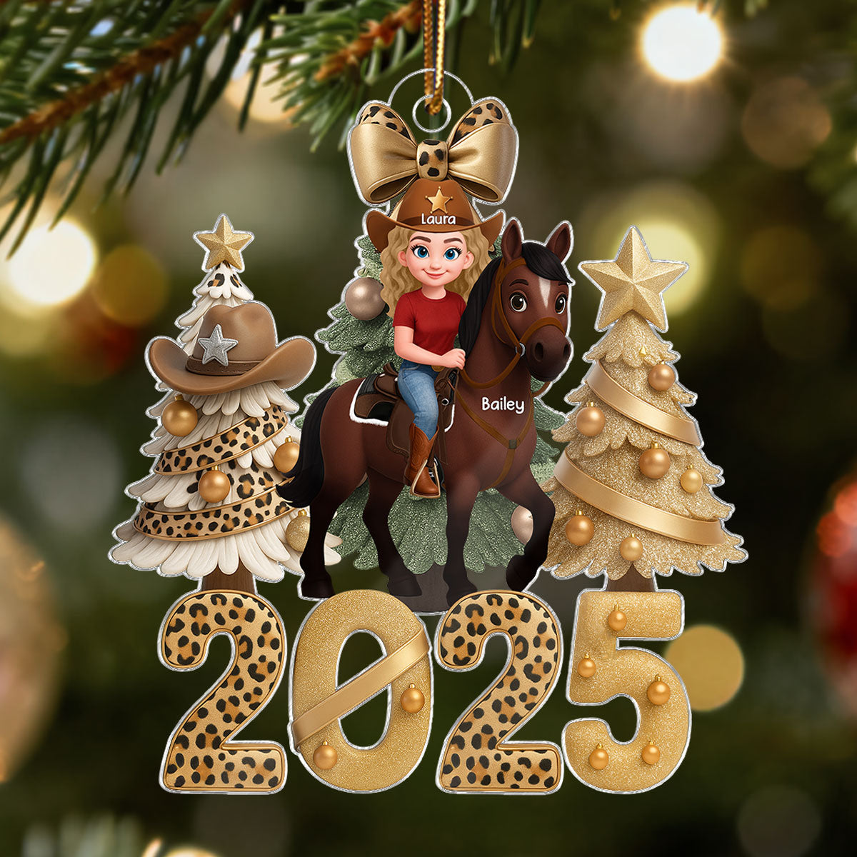 2025 Western Vibe Christmas Girl & Horse - Personalized Acrylic Ornament