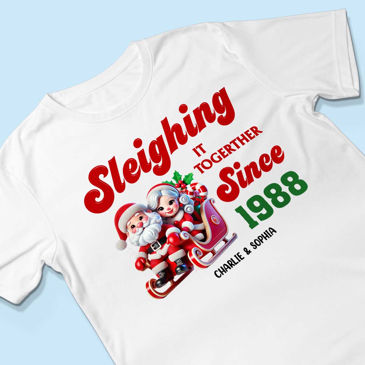 Personalized Couples Christmas T-shirt, Custom Holiday Tee, Couple Matching, His and Hers Couple Shirts, Santa and Mrs. Claus Together Since