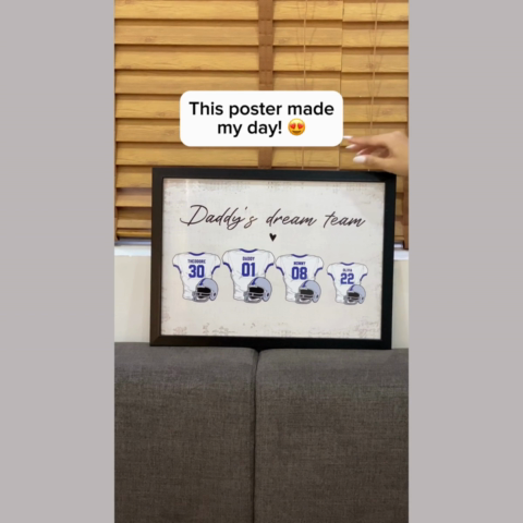 Family‘s Dream Team American Football Personalized Poster, Gift For Dad, For Grandpa, For Husband