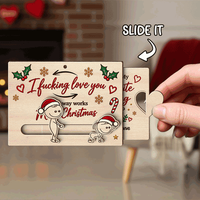 I Fcking Love You Funny Inappropriate Couple - Personalized Wooden Slider Ornament - Funny Christmas Gift For Him, For Her, For Husband, Wife