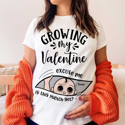 Growing My  Cute Baby Excuse Me Is It Yet Personalized Shirt,  Gift For Expecting Mom, Pregnancy Announcement, Baby Reveal