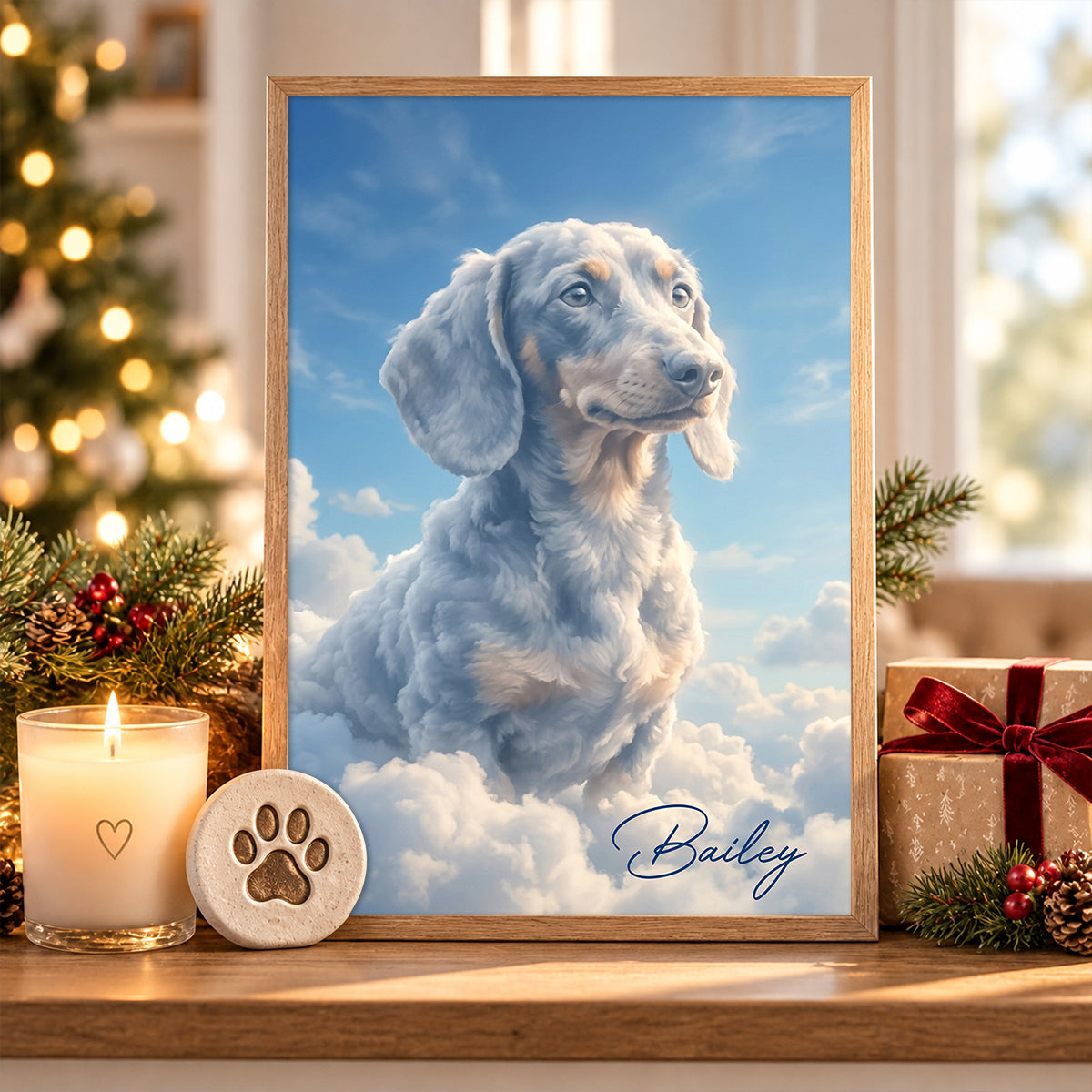Dog Cat Memorial Portrait from Photo - Personalized Poster - Heartfelt Sympathy Keepsake, Christmas Gift for Loved Ones