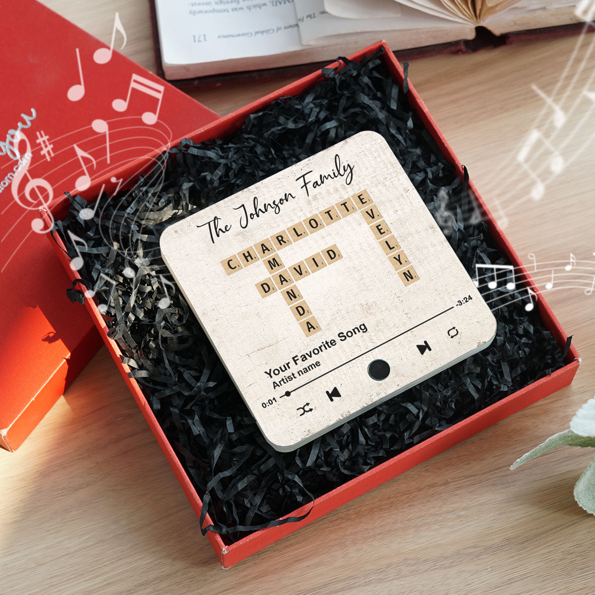 Family Crossword Art - Created In A Moment, Treasured Forever Personalized Music Fridge Magnet, Mother's Day, Father's Day Gift