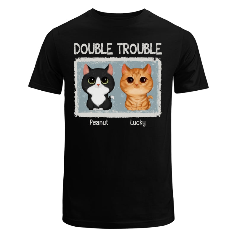 Double Trouble Drizzle Color Frame Watercolor Cute Cats Personalized Shirt
