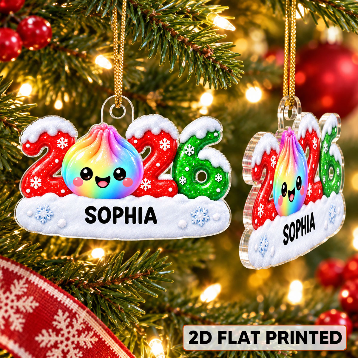 2026 Trending Christmas Dumpling Dim Sum Custom Name - Personalized Acrylic Ornament - Christmas Gift, Keepsake For Kids, Teenagers