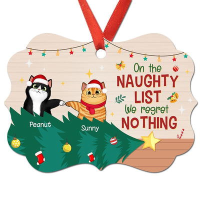 Naughty Cats Regret Nothing Funny Personalized Christmas Ornament