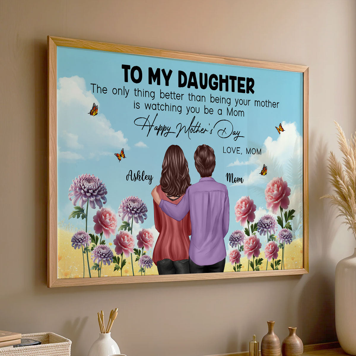 To My Daughter From Mom Happy Mother's Day Birth Flower Personalized Poster, Gift For Daughter