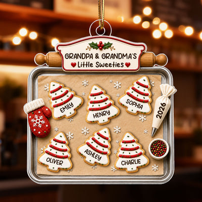 Christmas Tree Cakes Tray Grandpa Grandma Little Sweeties - Personalized Acrylic Ornament - Christmas Decor For Grandparents