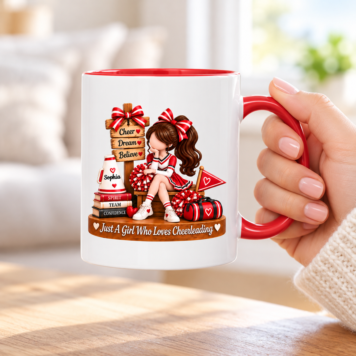 Just a Girl Who Loves Cheerleading - Personalized Mug - Christmas Gift for Daughter, Granddaughter
