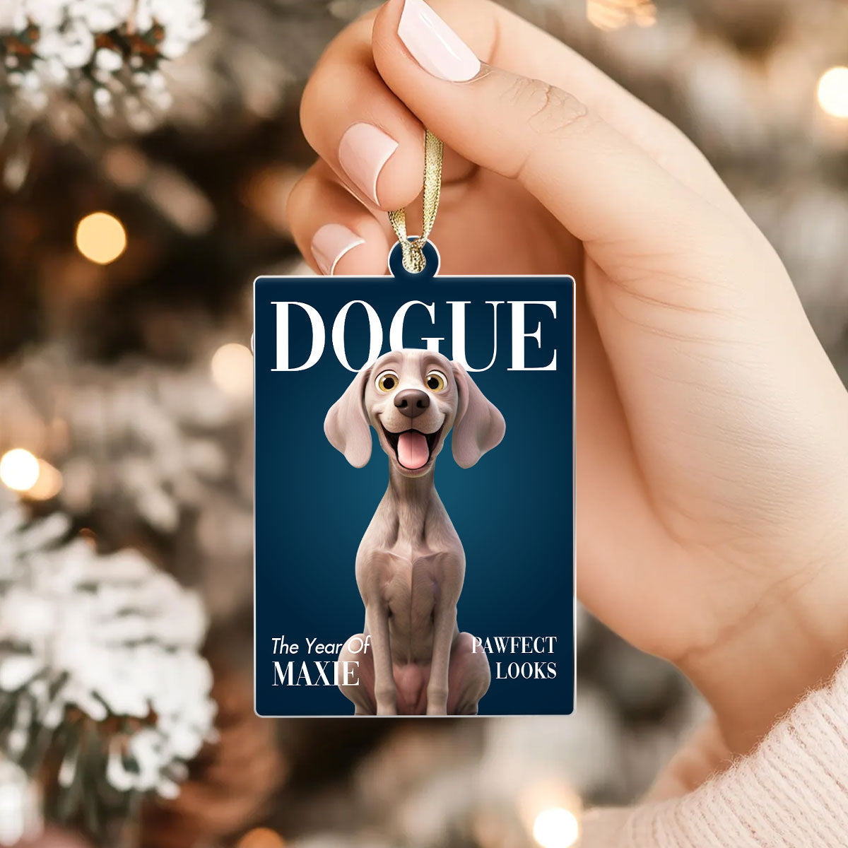 Fashionable Dogue Magazine - Personalized Acrylic Ornament - Unique Christmas Gift for Dog Mom, Dog Dad, Dog Lovers