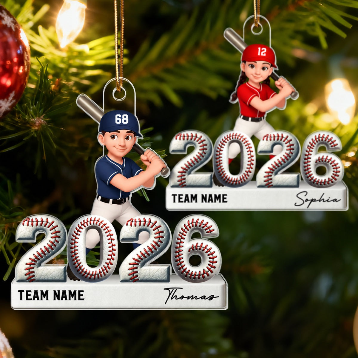 Proud Baseball Player With Year 3D Effect - Personalized Acrylic Ornament - Gift For Teenage, Kids