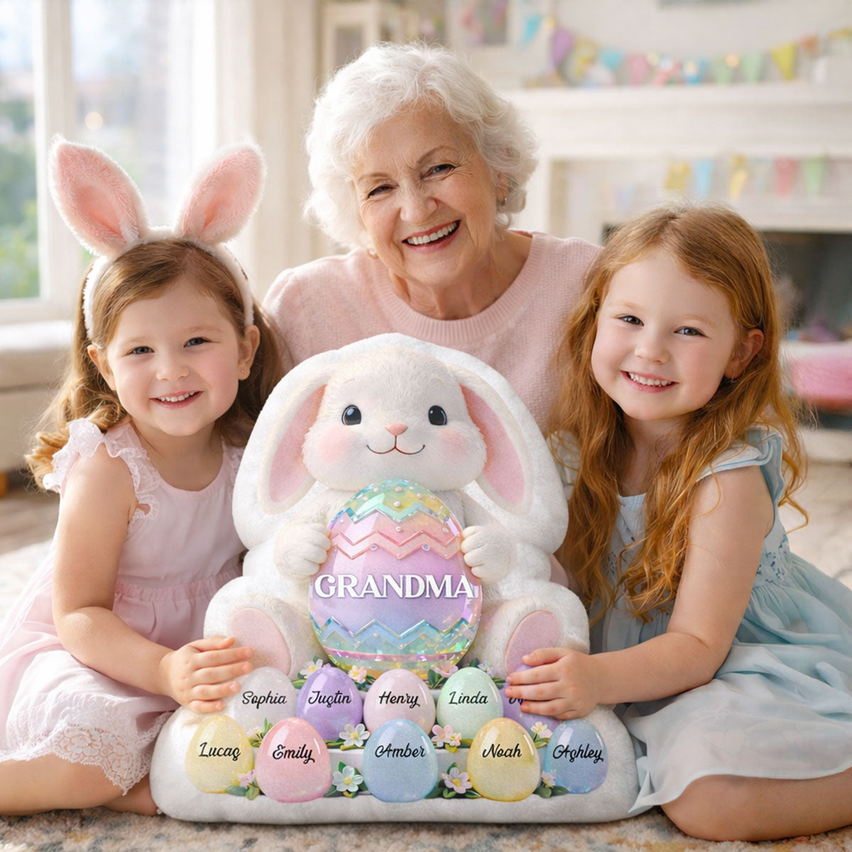 Bunny Grandma Easter - Personalized Custom Shaped Pillow - Easter Decor for Grandma
