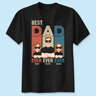 Best Dad Ever Retro Frame Letters Personalized Shirt