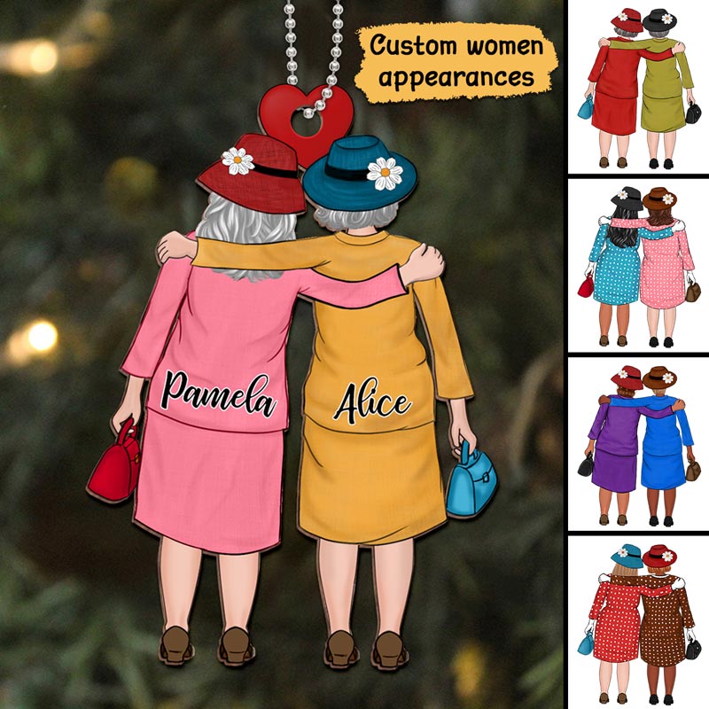 Old Besties Best Friend Personalized Christmas Wooden Ornament