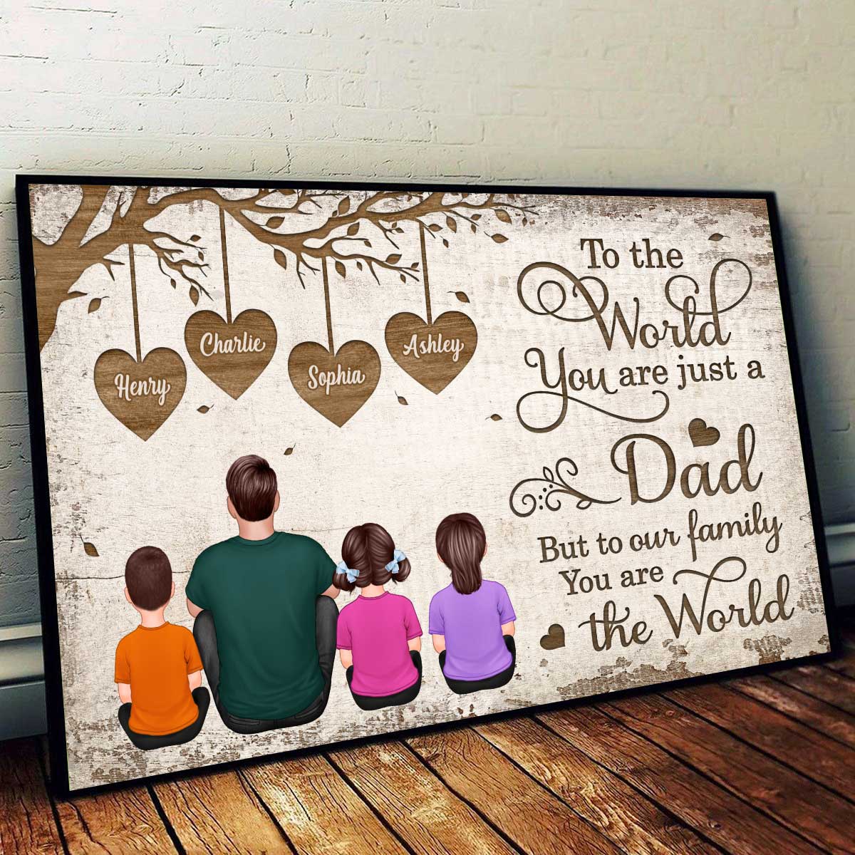 Heart Tree To The World You Are a Father Personalized Horizontal Poster