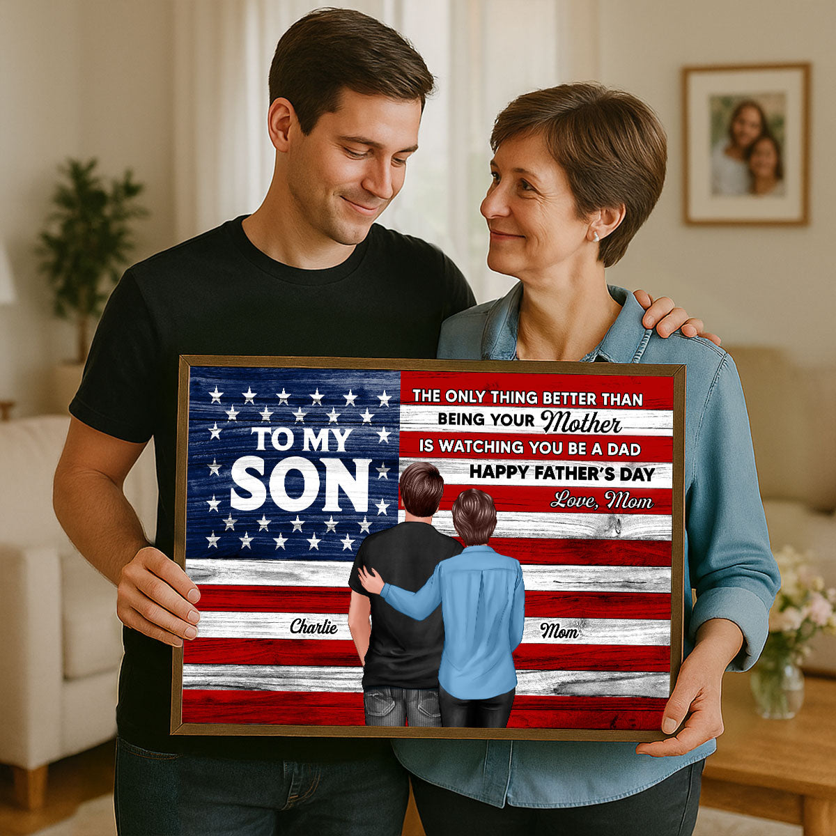 Nation Flag To My Son Happy Father's Day Personalized Poster, Heartfelt Father's Day Gift For Son