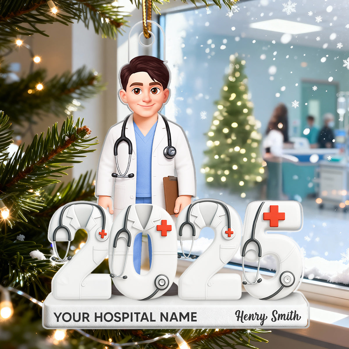 Doctor 2025 3D Effect - Personalized Acrylic Ornament - Christmas Gift for Doctors