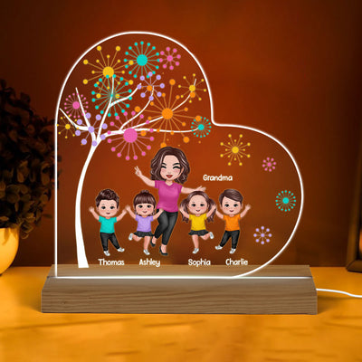 Happy Doll Grandma Kids Colorful Dot Tree Personalized Warm Acrylic Custom Shape LED Night Light