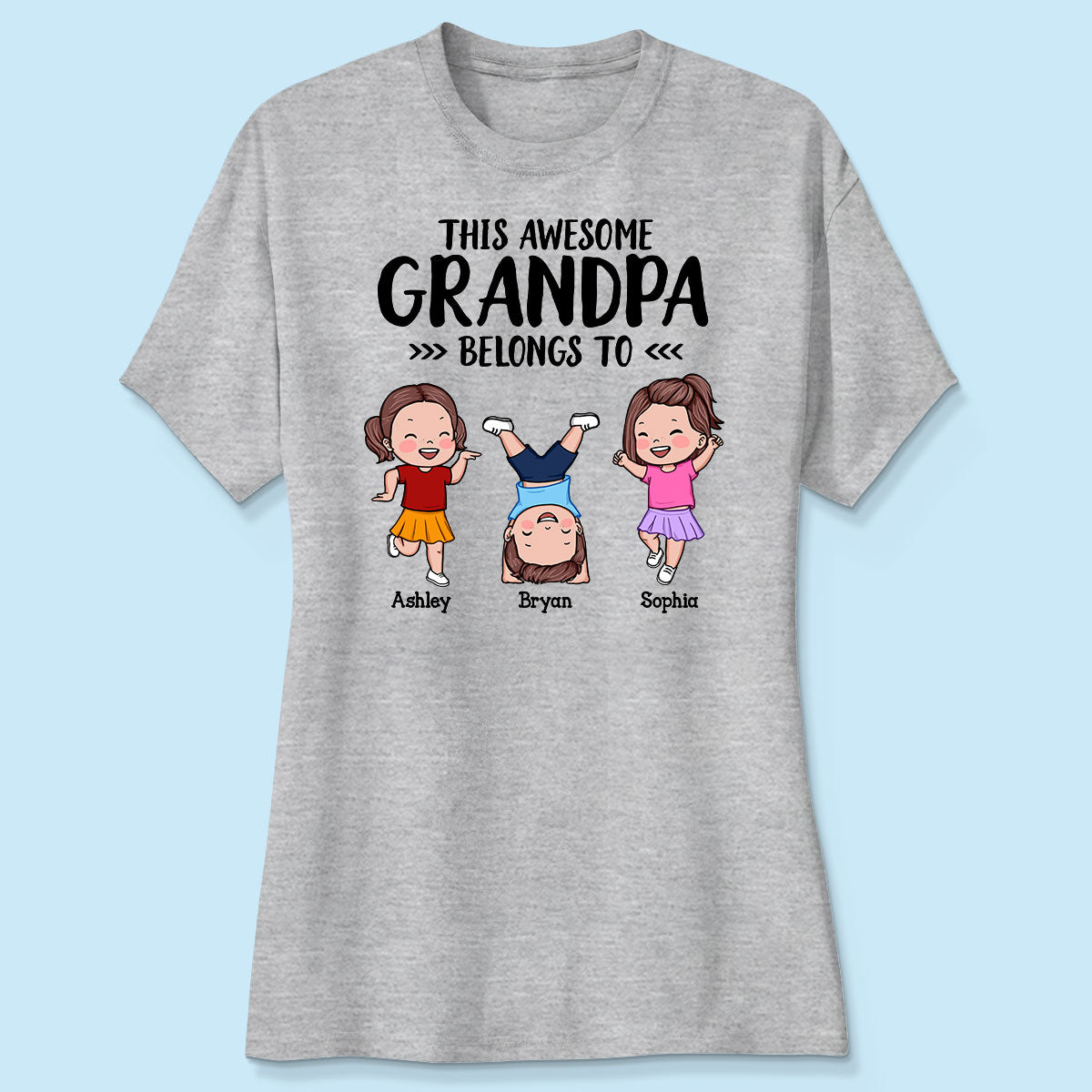 This Awesome Daddy Grandpa Belongs To Happy Kids Vector Personalized Shirt