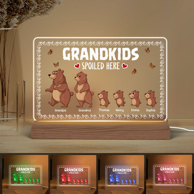 Bear Grandparents Grandkids Spoiled Here Personalized Custom Shape LED