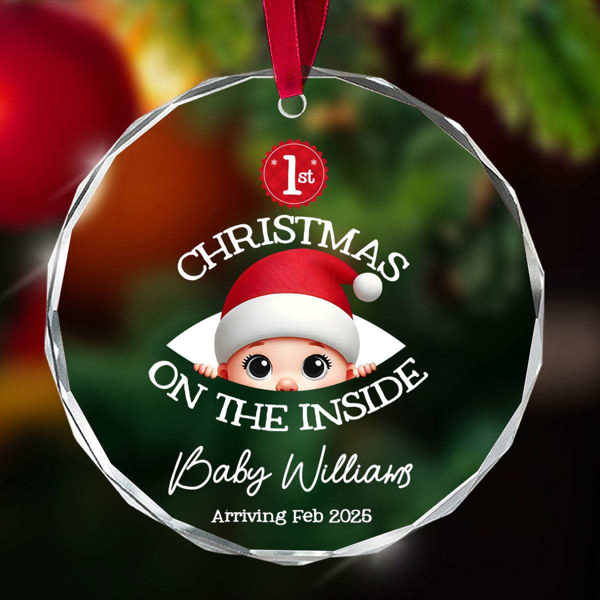 Personalized Baby's First Christmas On the Inside Glass Ornament, Custom Pregnancy Reveal Ornament, Expecting Parents