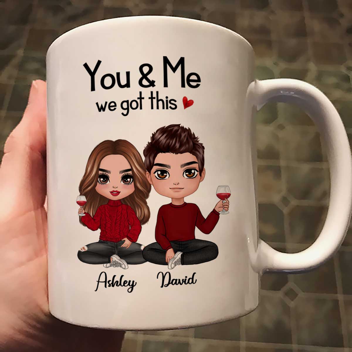Doll Couple Sitting Gift For Him Gift For Her Personalized Mug
