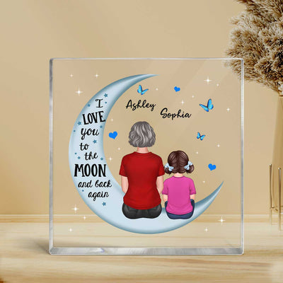 Grandma Grandkids Blue Moon Personalized Acrylic Block Plaque