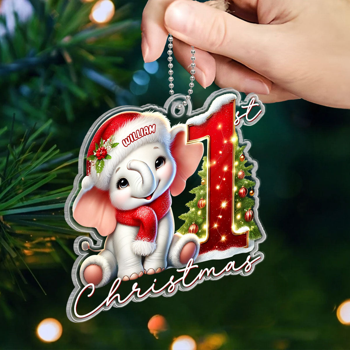 Baby's First Christmas Realistic Cute Animal Personalized Acrylic Ornament, Unique Christmas Gift For New Born New Parent