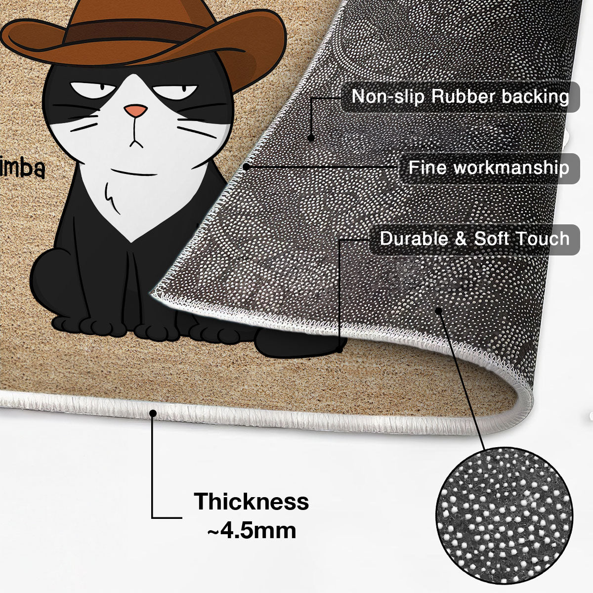 Meowdy Funny Cat Welcome Personalized Doormat