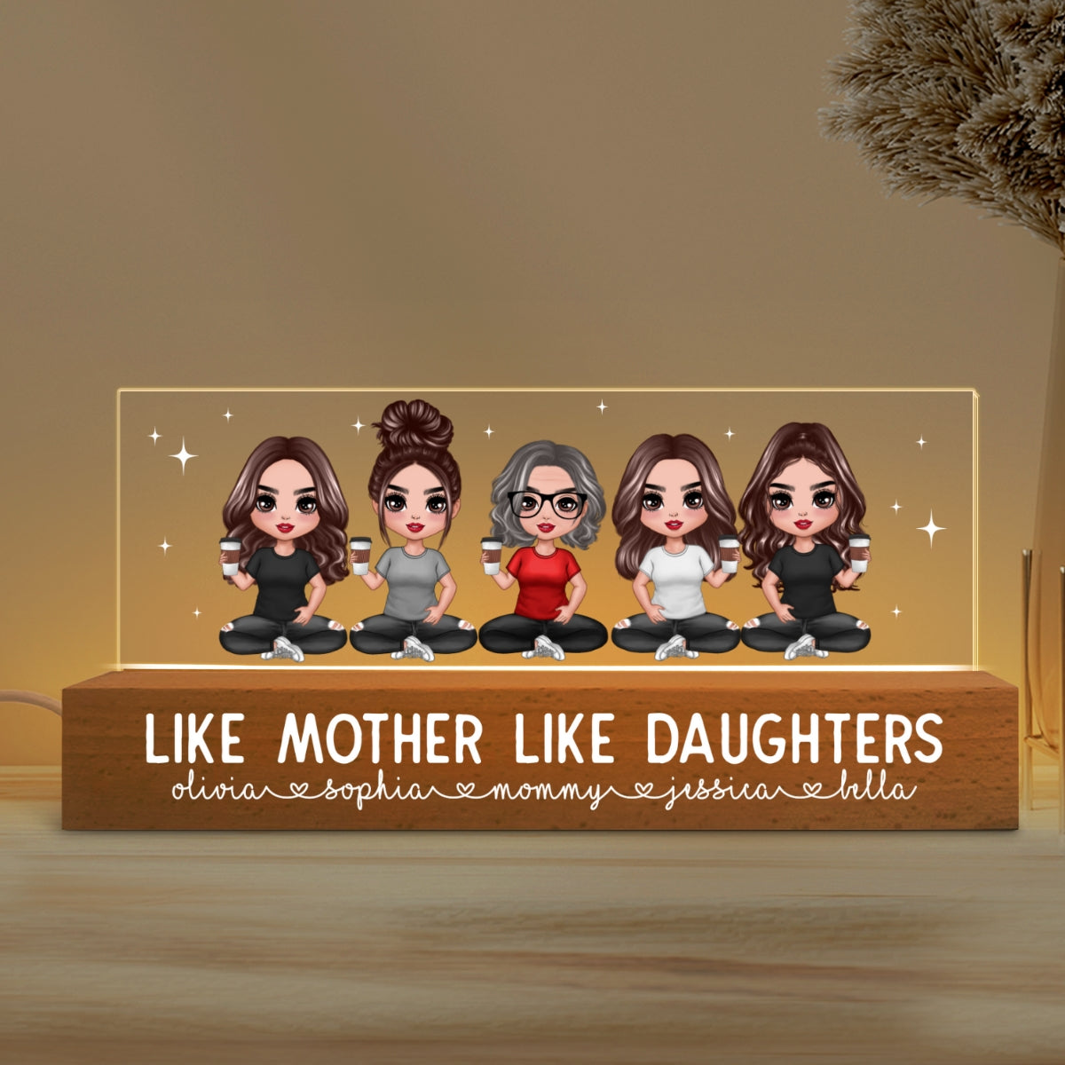 Like Mother Like Daughters Personalized Acrylic Block LED Night Light