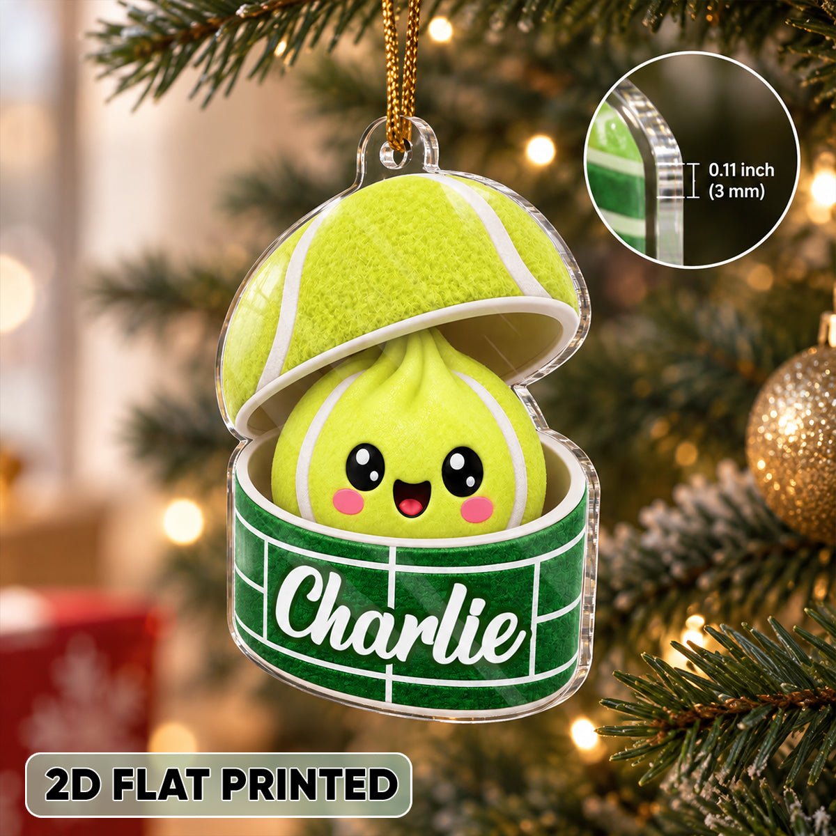 Custom Tennis Dumpling Squishy Style - Personalized Acrylic Ornament - Christmas Gift for Son, Daughter, Grandkids