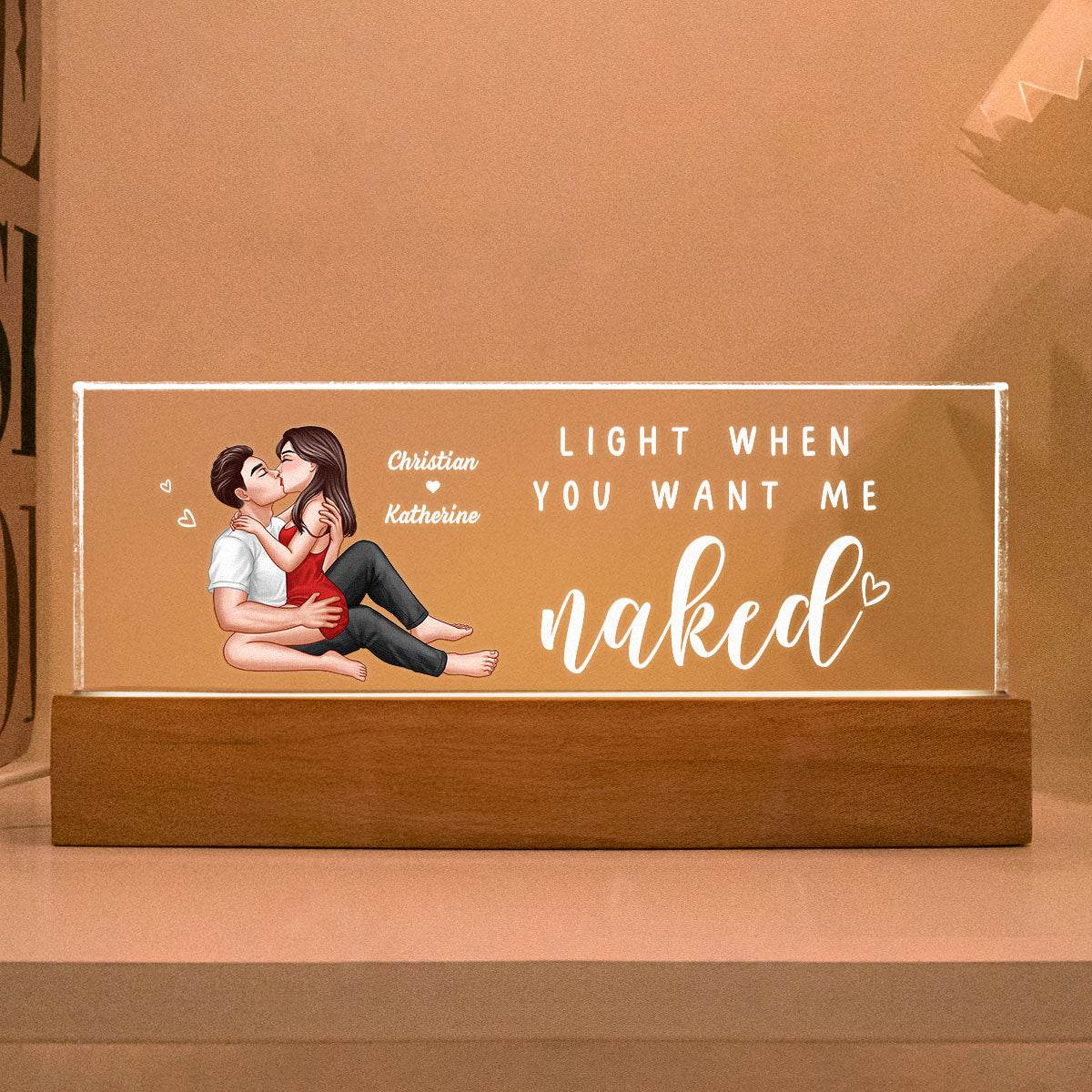 Light When You Want Me Naked Personalized LED Night Light, Gift For Him