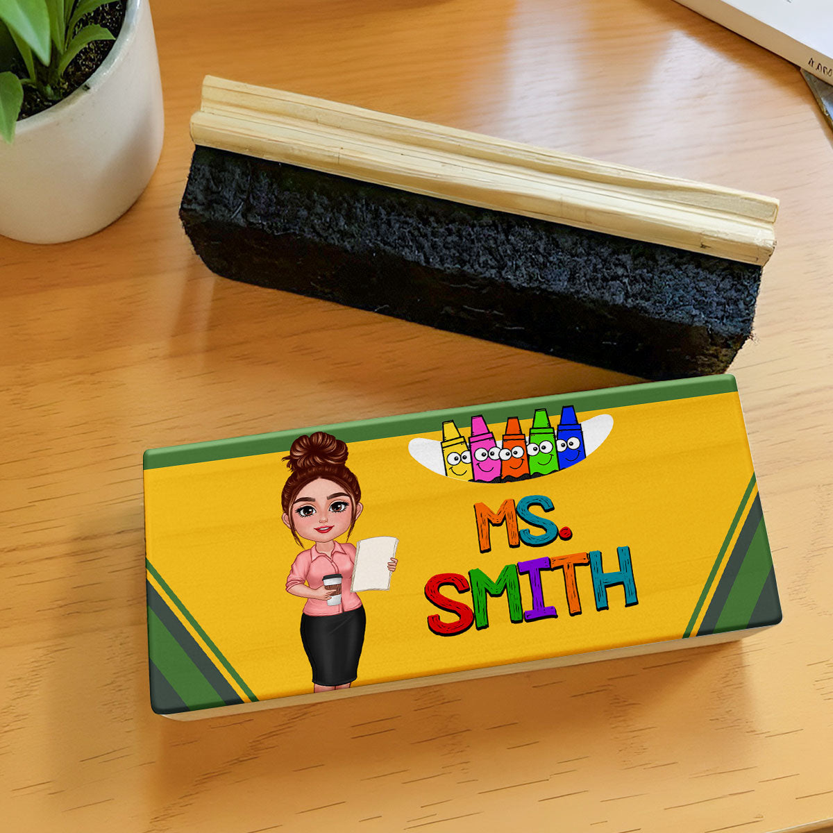 Doll Teacher Personalized Chalkboard Whiteboard Eraser with Marker, Teacher Appreciation Gift, Back To School Gift
