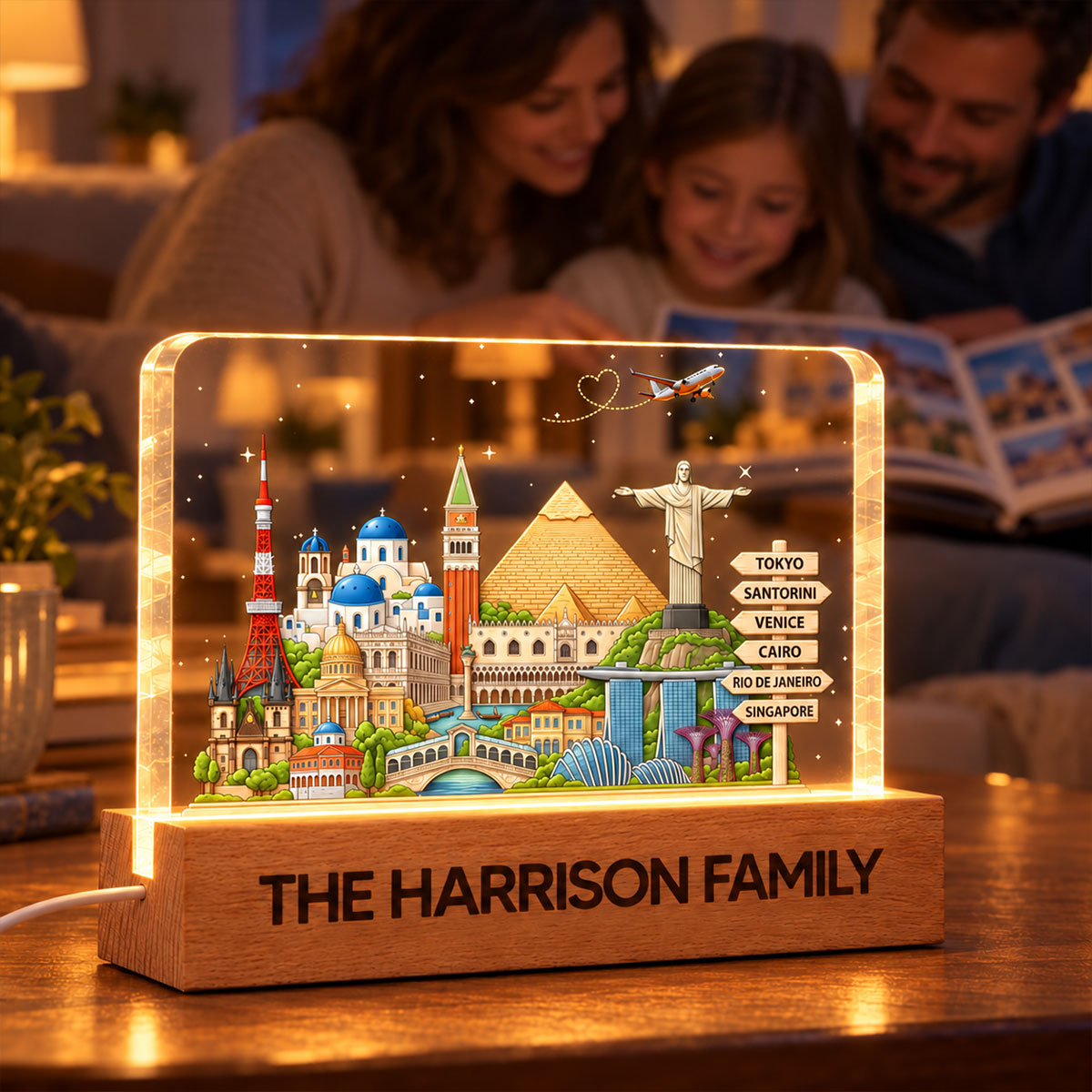 Travel Destinations The Places You've Been Landmarks - Personalized Acrylic Block LED Night Light - Traveling Destination Keepsake, Christmas Gift For Traveling Lovers