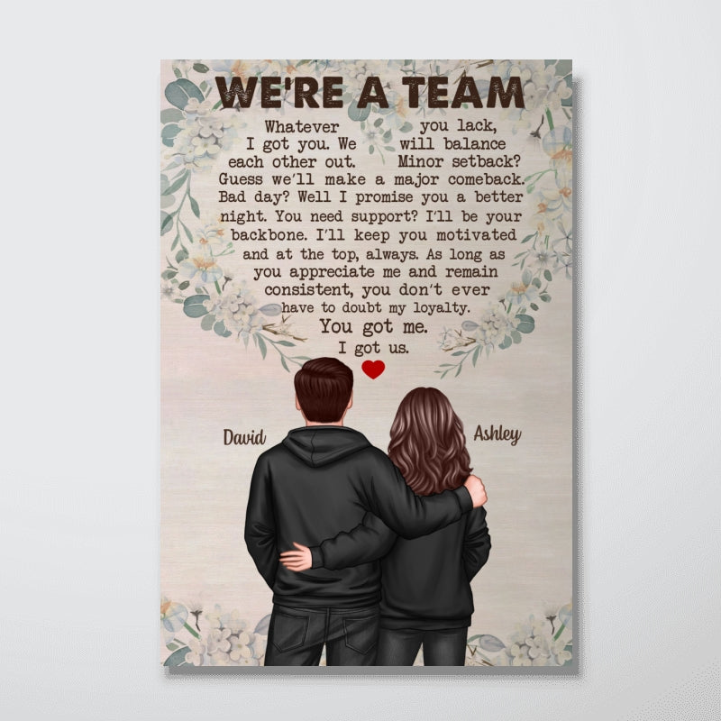 We're A Team Couple Back View Personalized Poster, Valentine's Day, Anniversary Gift For Him, For Her