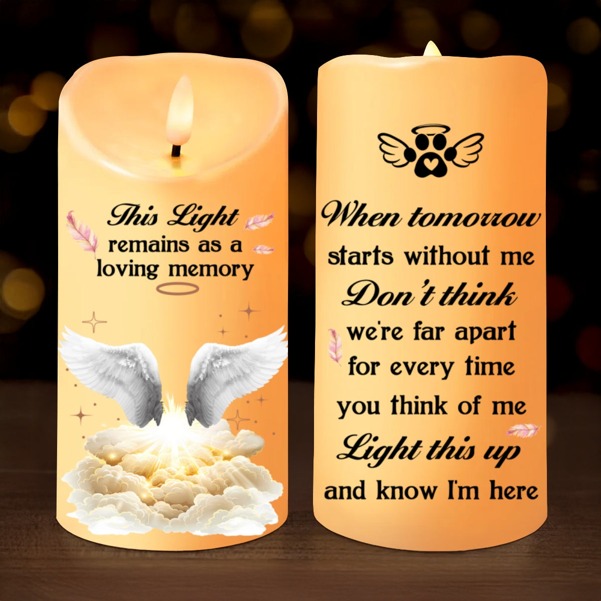 When Tomorrow Starts Without Me Pet Loss Memorial Personalized LED Candle, Custom Photo Sympathy Gift