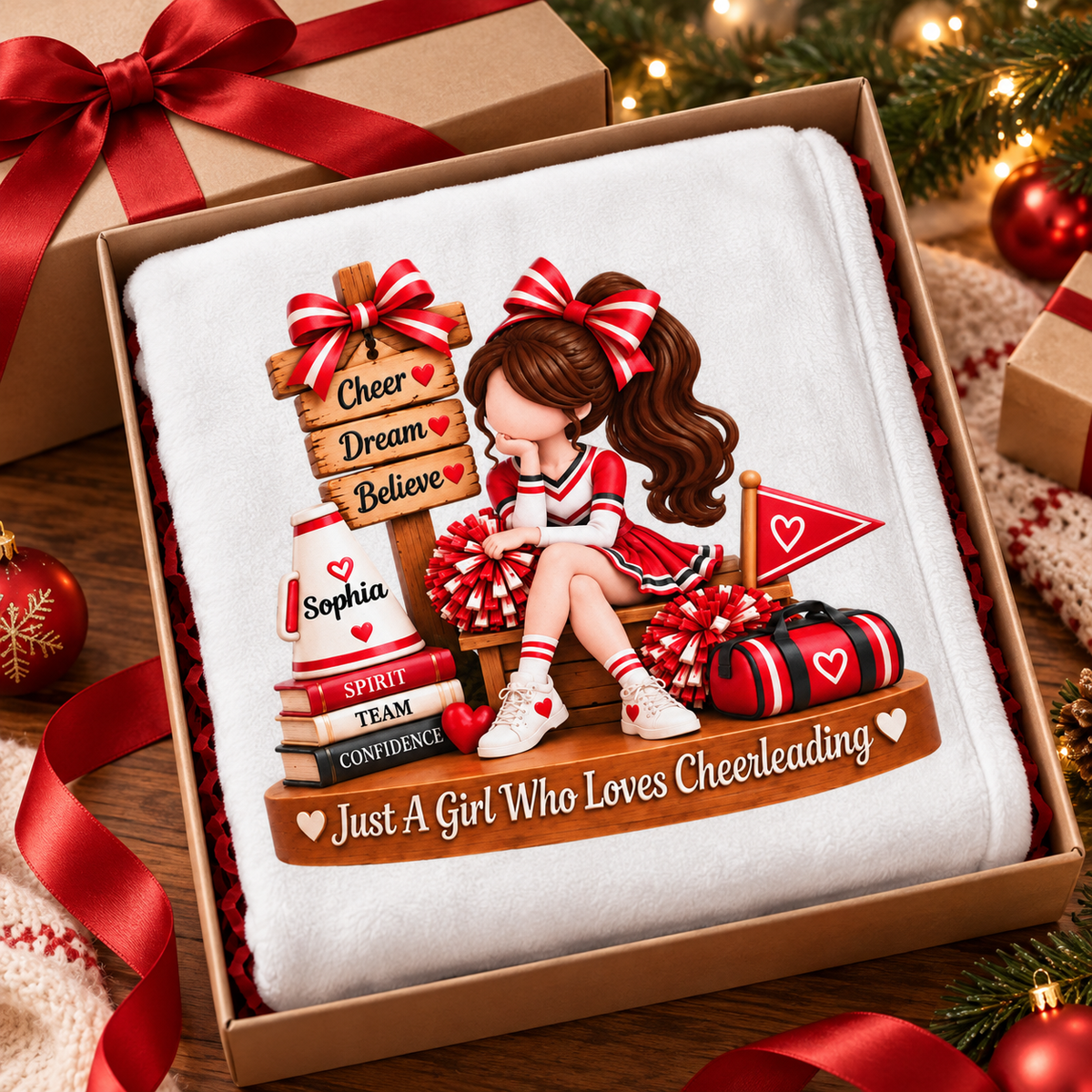 Just a Girl Who Loves Cheerleading - Personalized Fleece Blanket - Christmas Gift for Daughter, Granddaughter