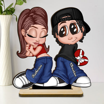 Y2K Couple Home Decor Gift For Him Gift For Her Personalized Standing Wooden Plaque