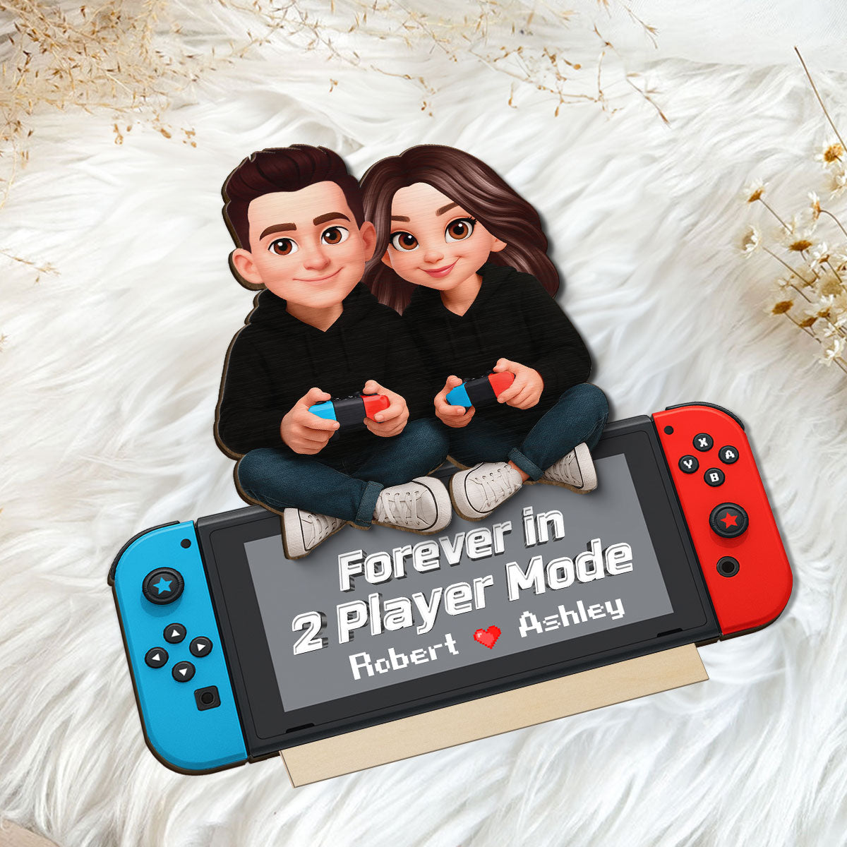 Forever In 2 Player Mode Gaming Couple - Personalized 2-Layered Wooden Plaque - Heartfelt Anniversary Gift For Gamers, For Him, For Her