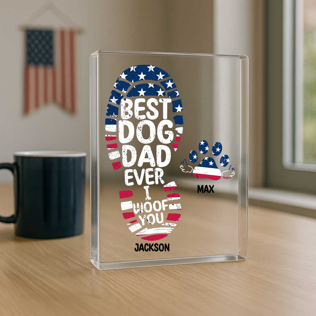 Best Dog Dad Ever We Woof You Personalized Acrylic Block Plaque, Father's Day Gift for Dog Dads