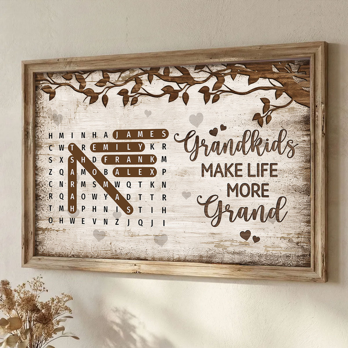 Grandkids Make Life More Grand Word Search Puzzle - Personalized Poster - Gift For Grandma, Grandpa, Grandparents
