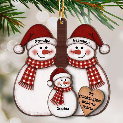 My Grandkid Melts My Heart - Personalized 2-Layer Wooden Ornament - Christmas Gift For Granddaughter, Grandson