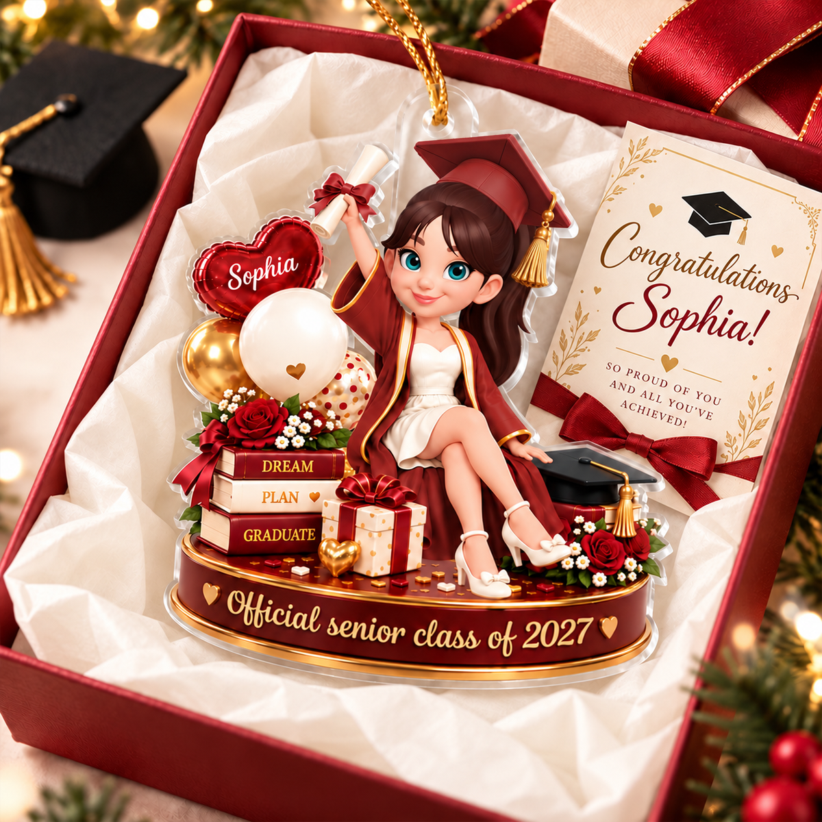 Official Senior Class of 2027 - Personalized Acrylic Ornament - Graduation Christmas Gift for Daughter, Granddaughter