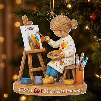 Just A Girl Who Loves Painting - Personalized Acrylic Ornament, Thoughtful Christmas Gift for Artist, Painter, Art Teacher Decor