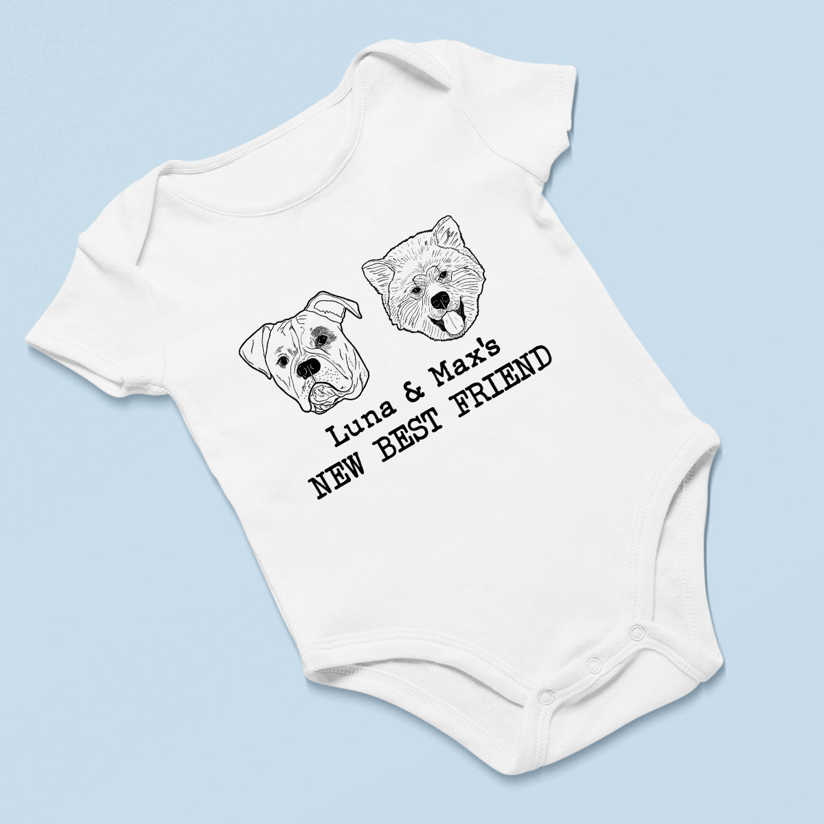 New Best Friends Dog Cat Outline Baby Shower Gift, Newborn Baby Gift Personalized Baby Onesie Baby Shirt