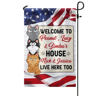 Welcome To Cat House Personalized Garden Flag, 4th of July Patriotic Decor