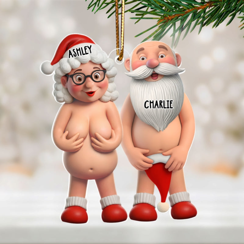 3D Funny Old Couples Personalized Acrylic Ornament, Christmas Gift for Him For Her