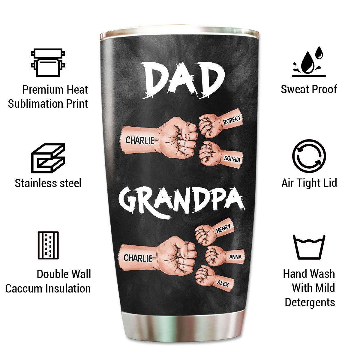 Dad Grandpa Fist Bump Personalized Tumbler, Gift For Dad, Grandpa