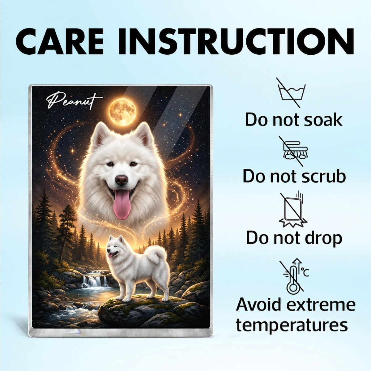 Dog Howling to the Moon - Personalized Acrylic Block Plaque - Gift for Dog, Cat Lovers, Pet Memorial Gift