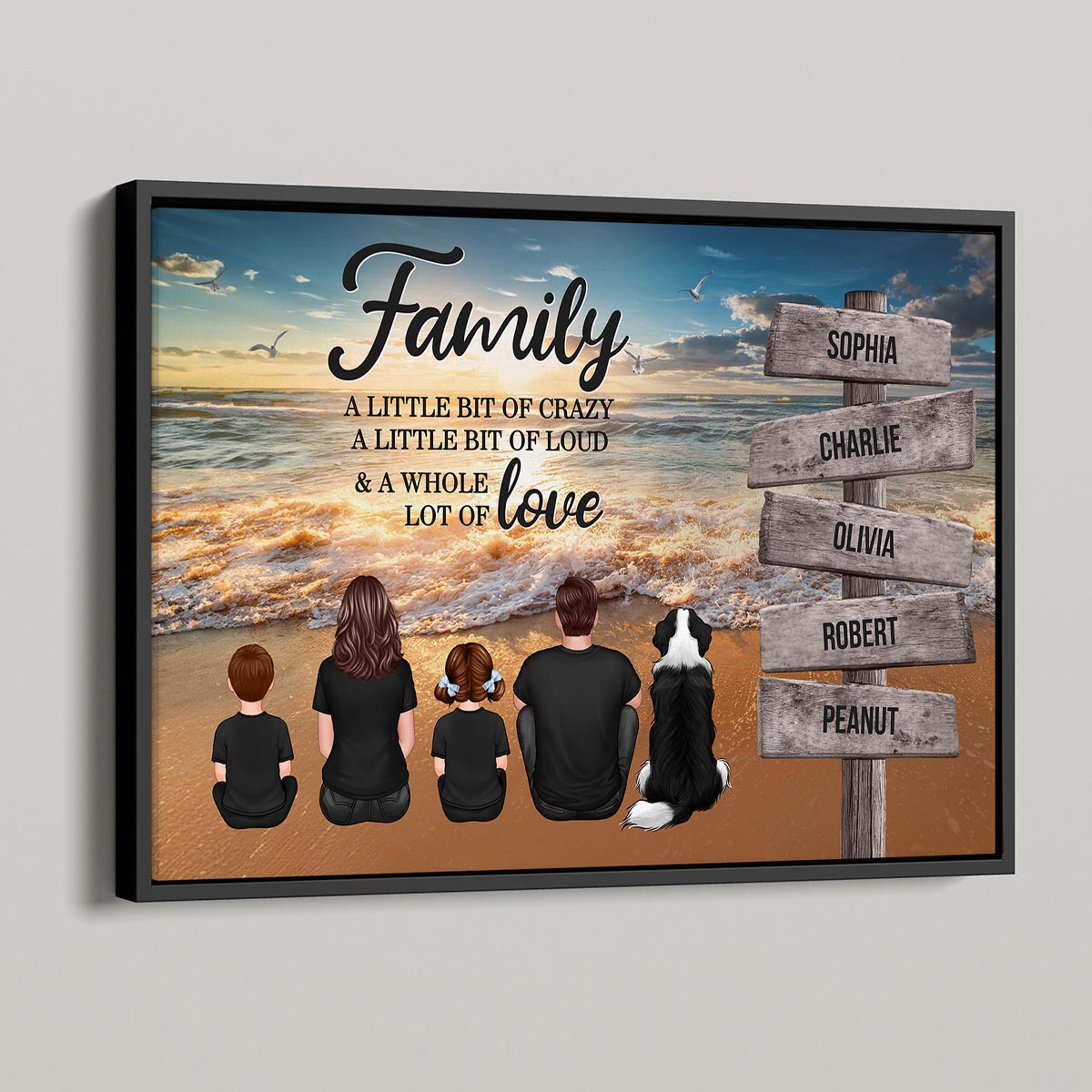 Beach Landscape Family A Little Whole Lot of Love Sign Posts Personalized Poster, Home Decoration, Gift For Family